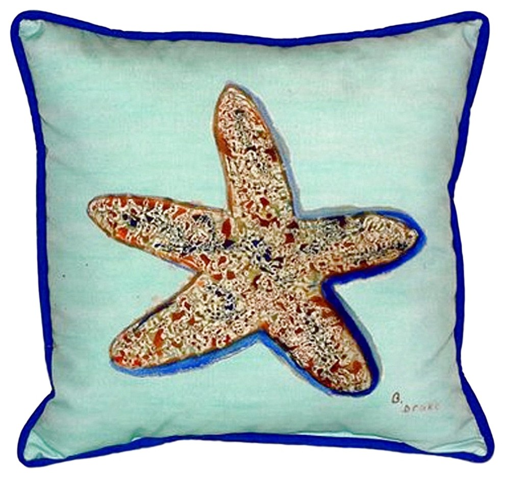 Starfish Teal Small Indoor/Outdoor Pillow 12x12 Set of Two, 12