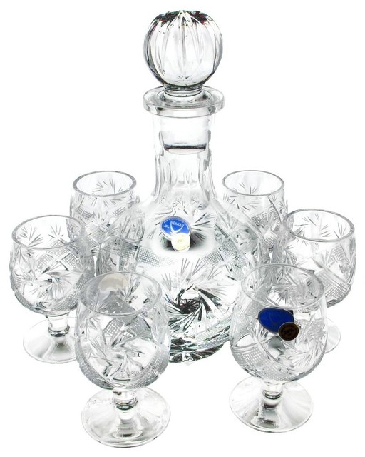 Beautiful Glass Decanter and 6 Small Shot Glasses