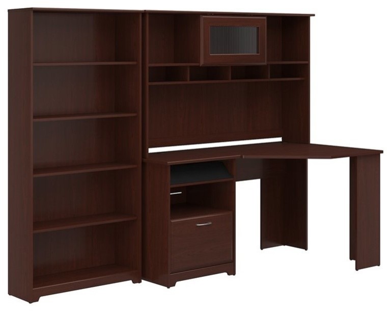 Bush Furniture Cabot Corner Desk With Hutch And 5 Shelf Bookcase