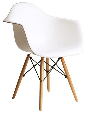 Daw Plastic Dining Armchair With Wood Eiffel Legs Midcentury Dining Chairs By Emodern Decor