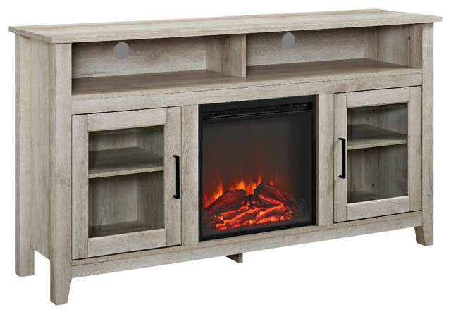 58 Highboy Fireplace Tv Stand Transitional Entertainment