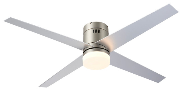 52 4 Reversible Blades Flush Mount Led, Flush Mount Outdoor Ceiling Fan With Remote