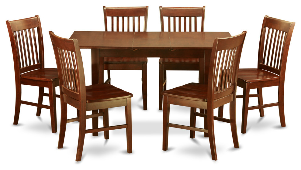 7 Pc Small Kitchen Table Set - Table With Leaf And 6 Dining Chairs