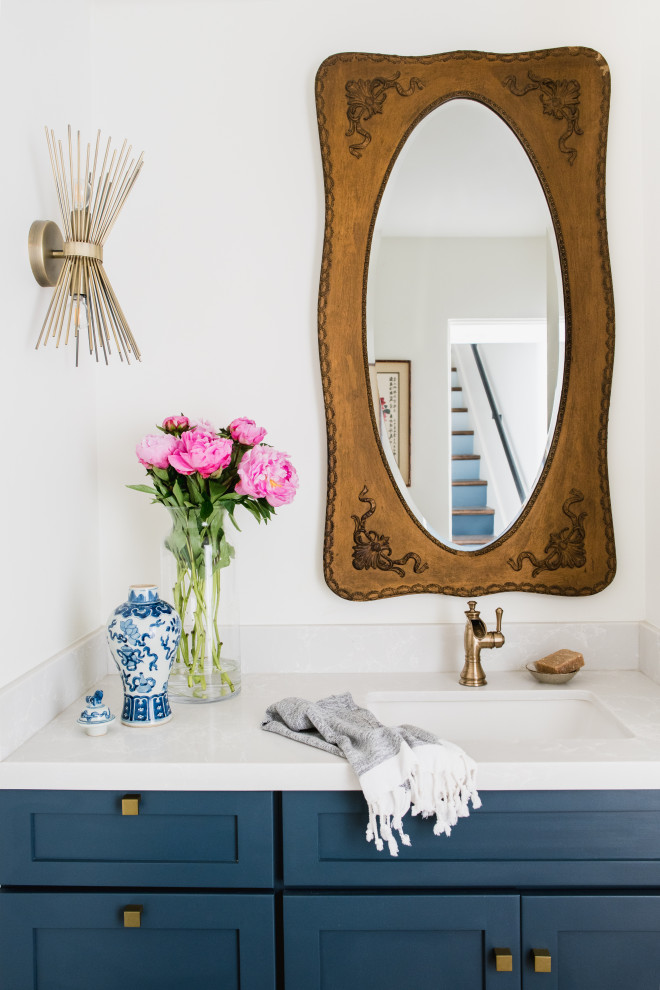 This is an example of an eclectic powder room in Los Angeles.