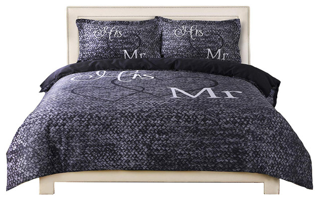 Luxurious Ultra Soft 3 Piece Comforter, Mr And Mrs King Size Bedding