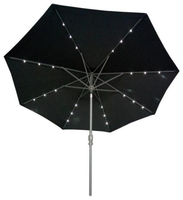 9' Patio Umbrella With LED Lights Contemporary Outdoor Umbrellas