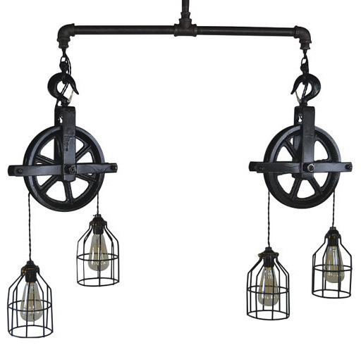 West Ninth Vintage Double Barn Pulley Ceiling Light West Ninth Vintage Double Barn Pulley Ceiling Light