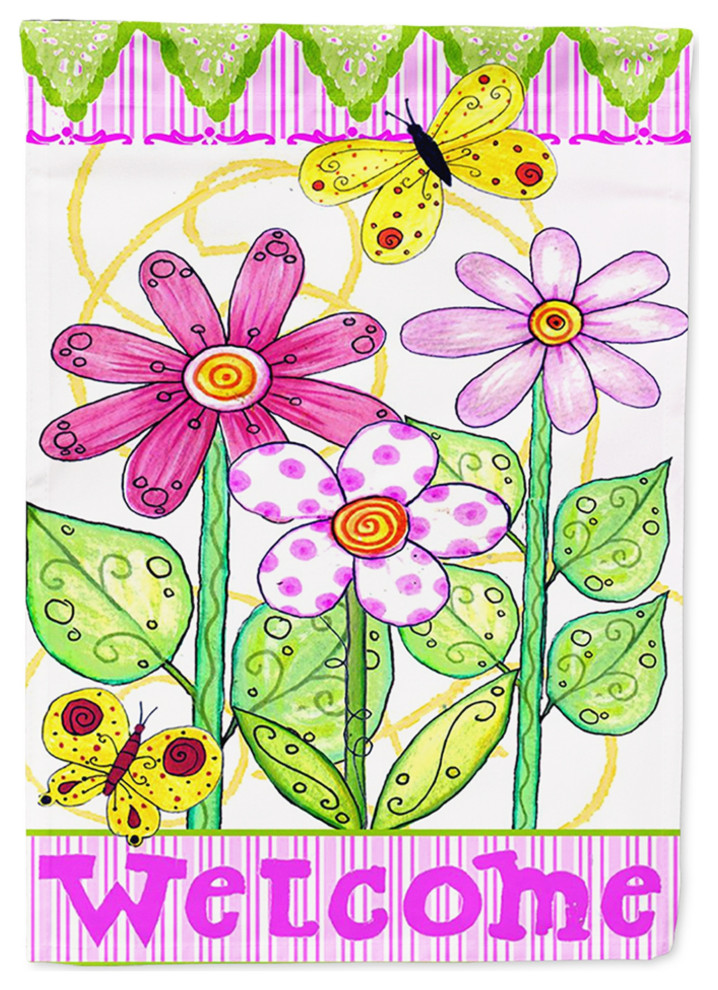 Large Caroline's Treasures PJC1048CHF Flower Welcome Flag Canvas House Size Multicolor Large Caroline's Treasures PJC1048CHF Flower Welcome Flag Canvas House Size Multicolor