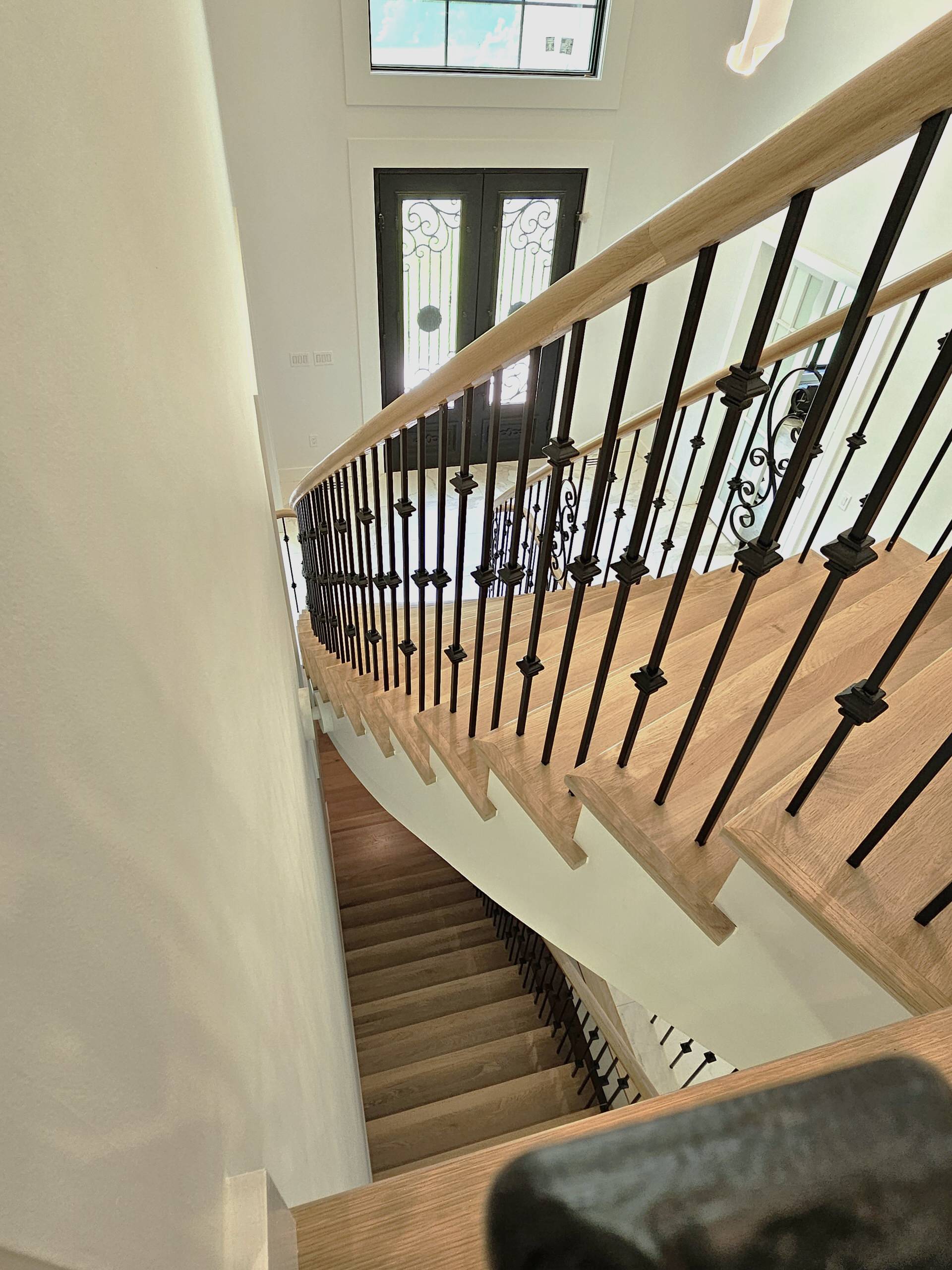 120_Luxurious White Oak Stair with Iron Balusters, Great Falls, 22066