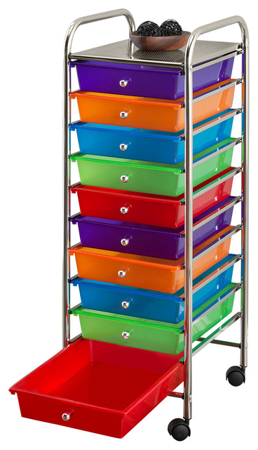 Sunbeam 10 Drawer Rolling Cart Multi Color Modern Utility
