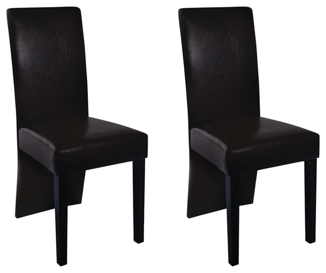vidaXL Faux Leather Wood Dining Chairs, Brown, Set of 2