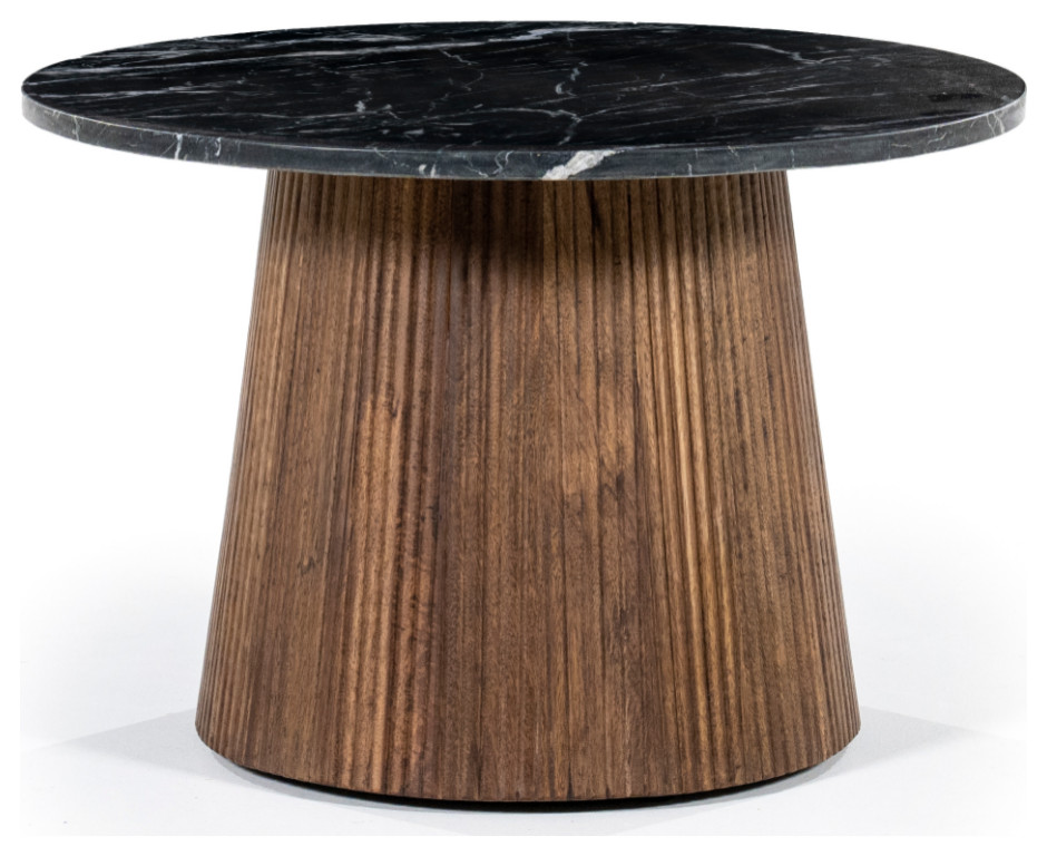 Round Black Marble Side Table Eleonora Maxim Transitional Side