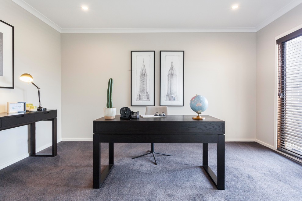 Design ideas for a transitional home office in Melbourne.