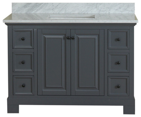 Richmond 48", Single Bathroom Vanity, Gray With Carrera Marble Top ...