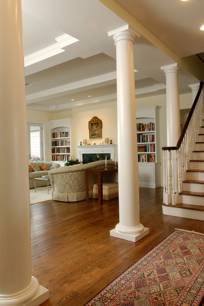 Interior columns define the main living area. Traditional Living