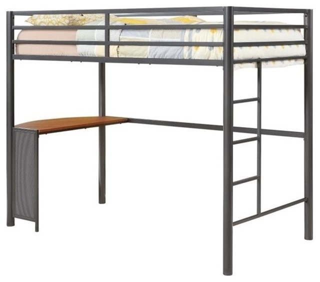 Pemberly Row Twin Metal Loft Bed In