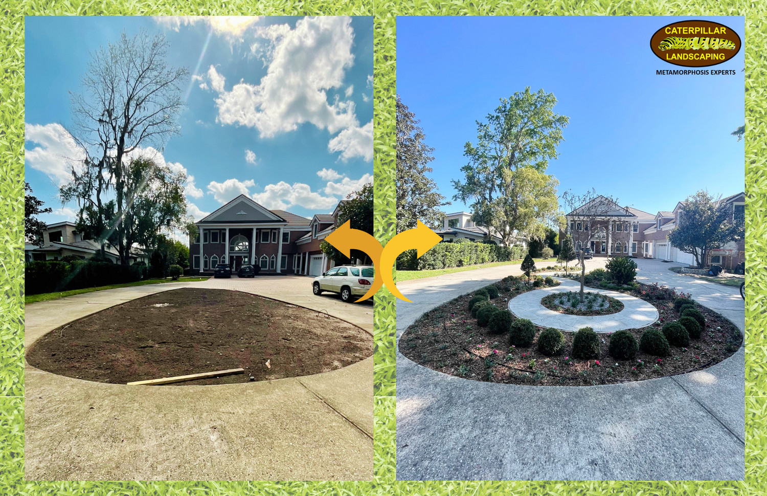 Before and After Front Yard Paver Walkway and Garden