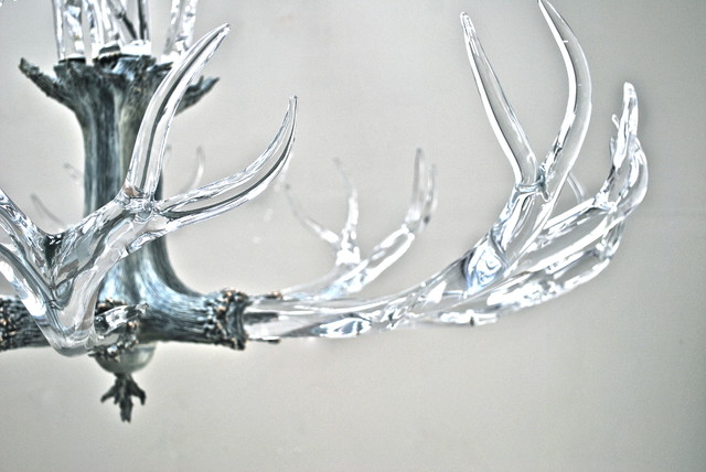 Large Crystal Antler Chandelier