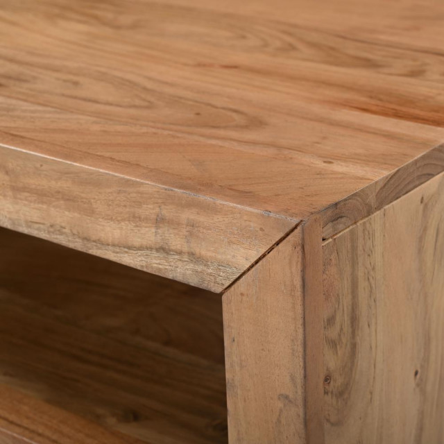 Dev Modern Mitered Angle Solid Wood End Table with Storage Shelf ...