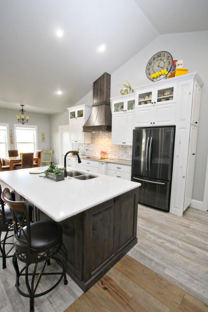 White Custom Kitchen With Walnut Accents Jerome Id Country