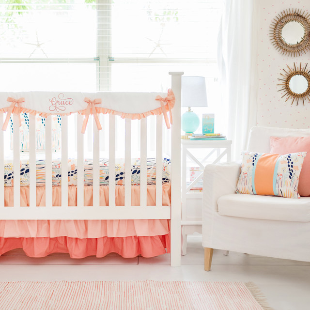 Summer Grove Peach Floral Crib Bedding Collection Traditional