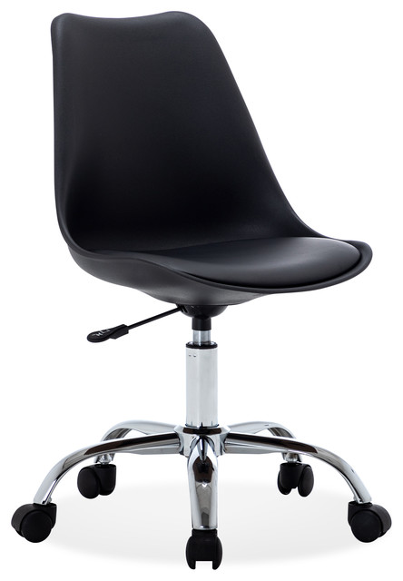 Belleze Armless Mid Back Task Office, Faux Leather Office Chair No Arms