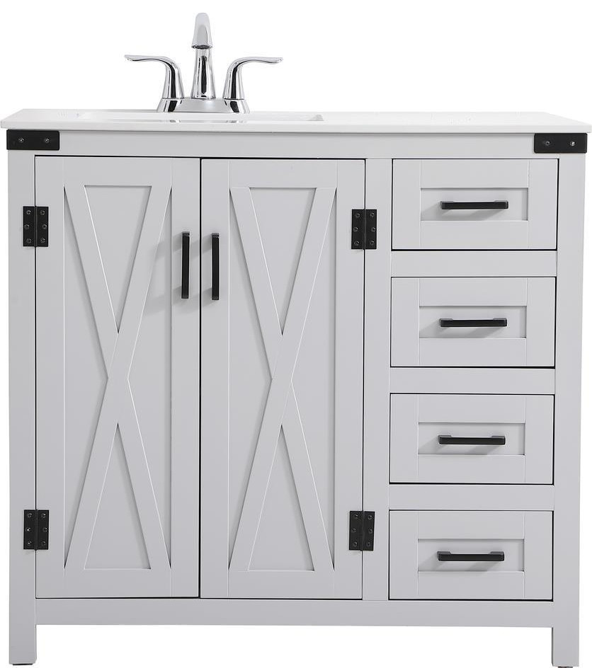 Bathroom Vanity Sink Farmhouse Country Gray Black Porcelain