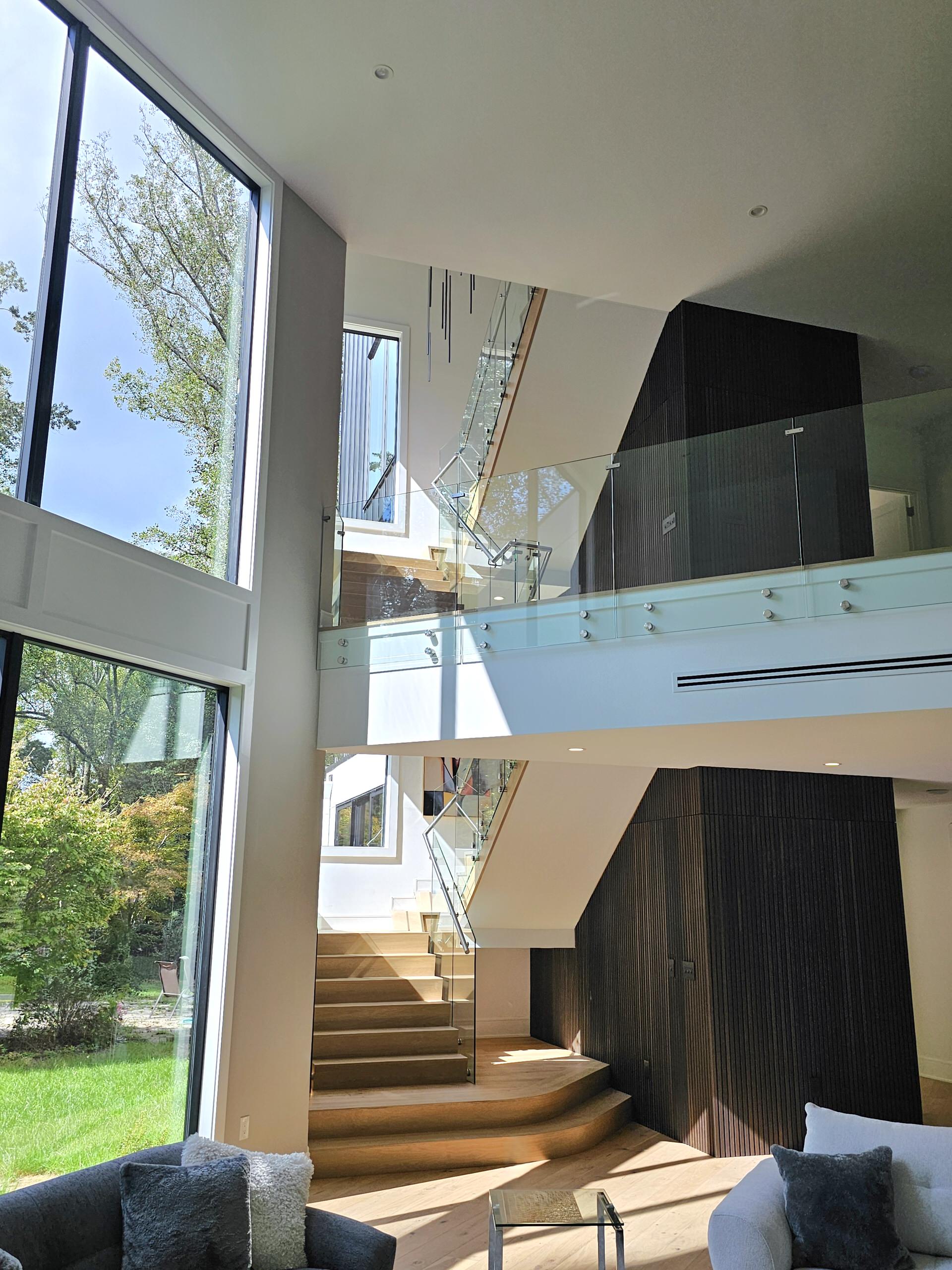 129_White Oak Slanted Riser Modern Stair, Mclean, VA 22102