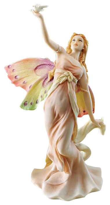 Polyresin Design Toscano WU74368 Kiss of the Butterfly Fairy Figurine Statue Full Color 8 Inch 