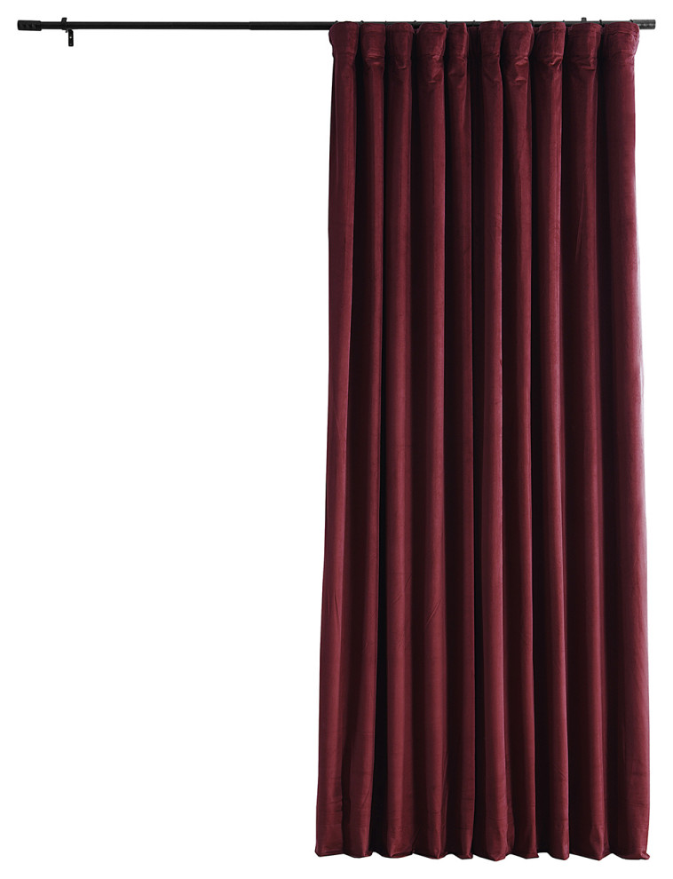 Signature Burgundy Blackout Velvet Curtain Single Panel, 100"x108"