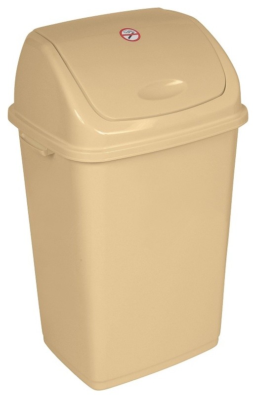 Superio 13 Gal. Trash Can with Swing Lid, Beige Contemporary Trash