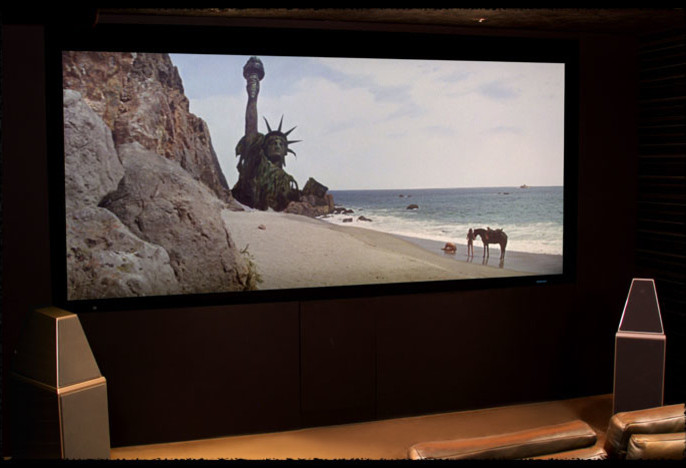 This is an example of a contemporary home theatre in Las Vegas.