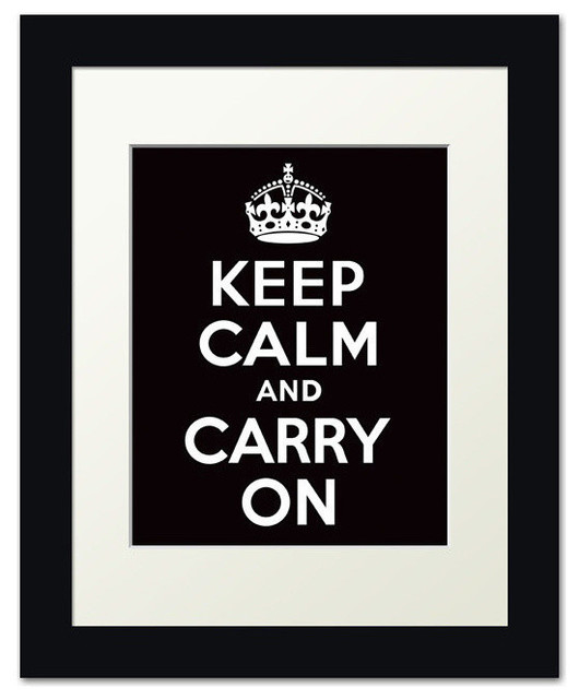 Keep Calm And Carry On, framed print (black)