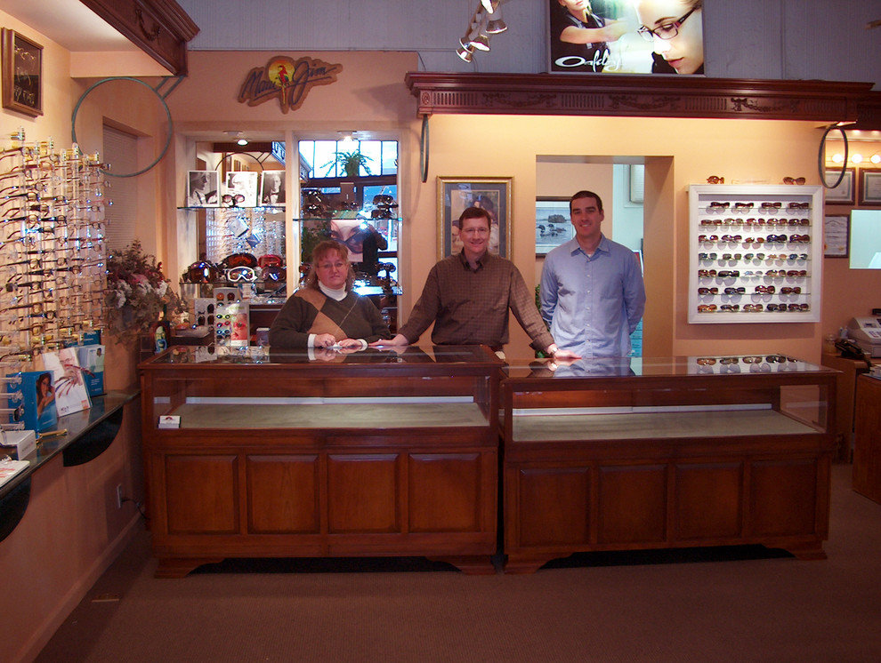 The Optical Center. display cases and desk.