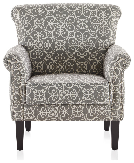 Arm Fabric Upholstered Chair Nailhead Trim Accent Chair Contemporary Armchairs And Accent