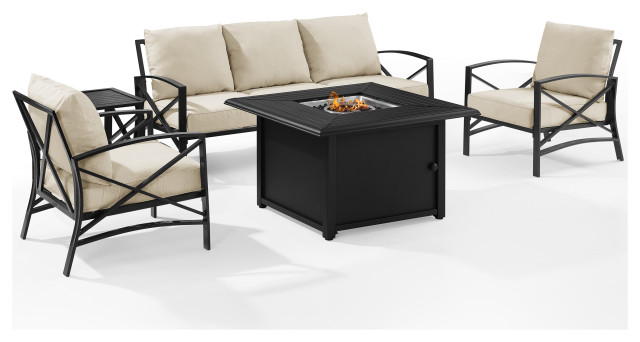 Kaplan 5-Piece Outdoor Sofa Set With Fire Table, Oil Rubbed Bronze ...