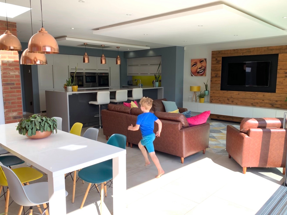 Design ideas for a contemporary living room in Essex.