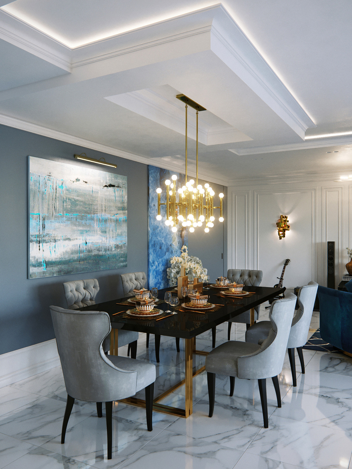 Интерьер пятикомнатной квартиры в неоклассике, г. Дюссельдорф, Германия