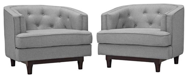 Pemberly Row Modern Fabric Accent Arm Chair in Gray (Set of 2 ...