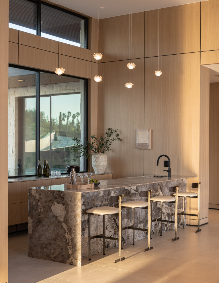 Luxury Wet Bar with Custom Stone Countertops - Contemporary - Home Bar ...