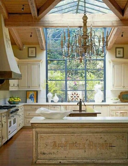 Luxe French Country Kitchen With Herbeau Single Lever Faucet
