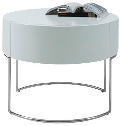 Modern White Lacquer Round Nightstand Nightstands And Modern White Lacquer Round Nightstand