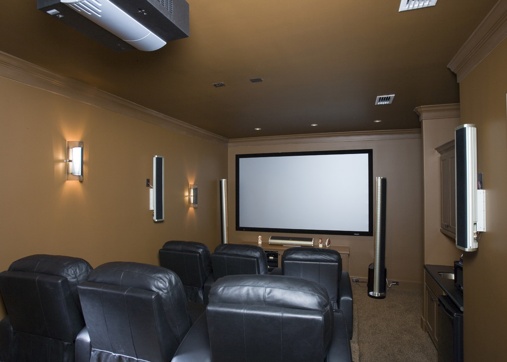 Inspiration for an eclectic home theatre in Houston.