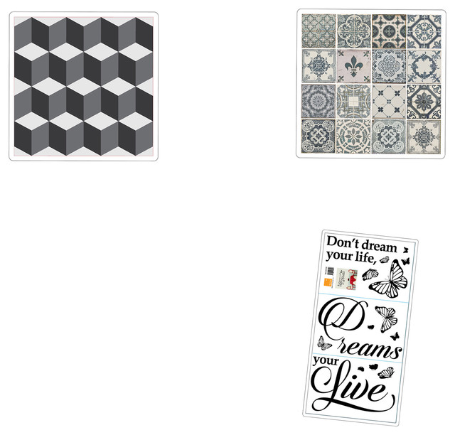 Tile And Geometric Pattern Furniture Decals Set Of 3 Modern Tile And Geometric Pattern Furniture Decals Set Of 3 Modern Wall Stickers By Walplus