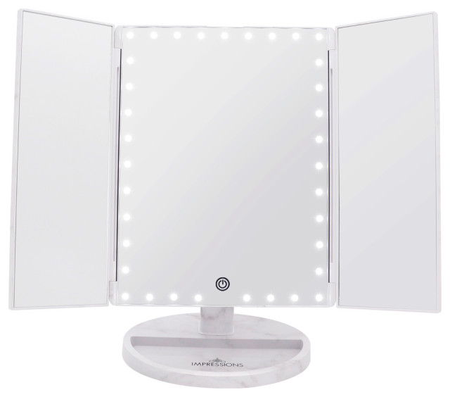 Touch Trifold XL Dimmable LED Makeup Mirror Modern Makeup Mirrors
