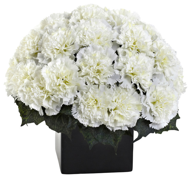 Carnation Arrangement With Vase Contemporary Artificial Flower