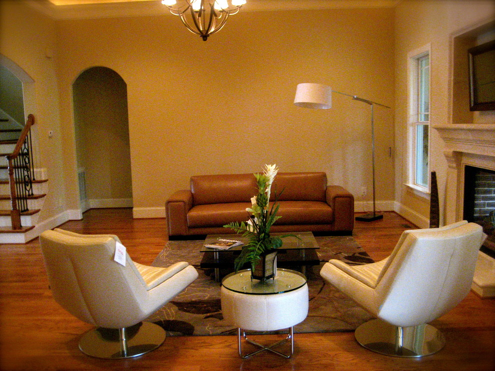 Design ideas for a mediterranean living room in Raleigh.