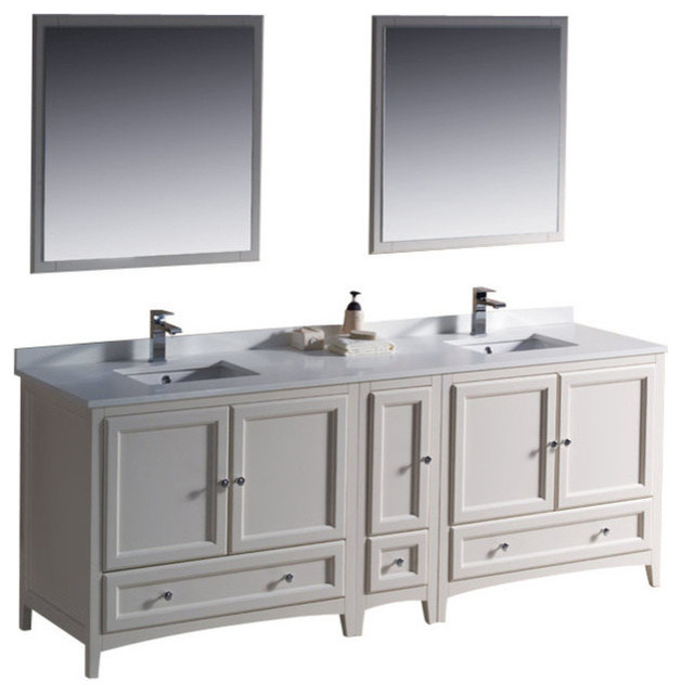 84 Double Sink Bathroom Vanity Transitional Vanities 84 Double Sink Bathroom Vanity Antique White No Faucet