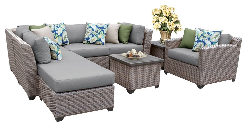 Florence 8-Piece Outdoor Gray Furniture Set With End Table