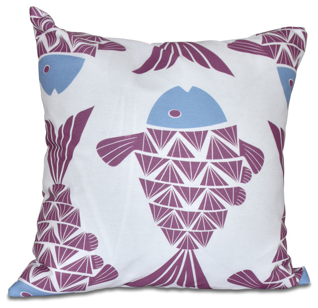 Big Fish, Animal Print Pillow, Purple, 16"x16"